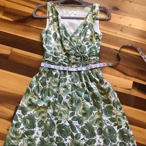 ANN TAYLOR Sleeveless A-Line Dress Green Floral 0